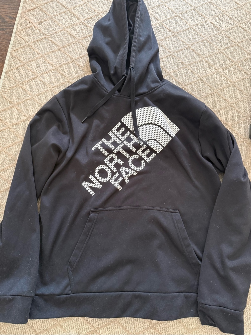 The North Face Black Hoodie with White Diagonal Logo